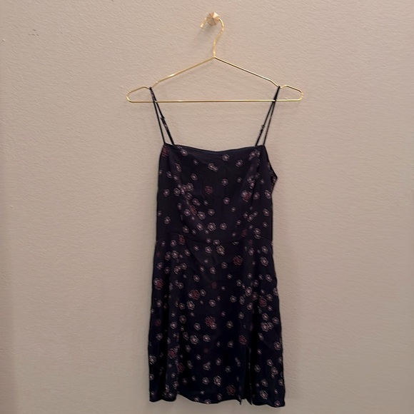 Sunday Best Dresses & Skirts - Cute Blue Mini Dress with Lilac Flowers